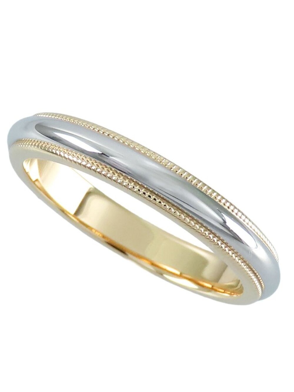 Tiffany & Co Milgrain Ring Yellow Gold Platinum 18k Together Band